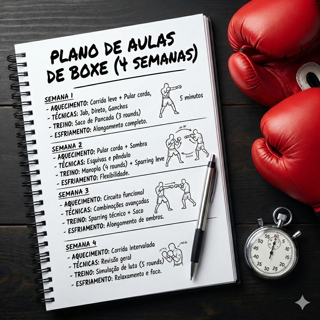 Planejamento de aulas de boxe (4 semanas)