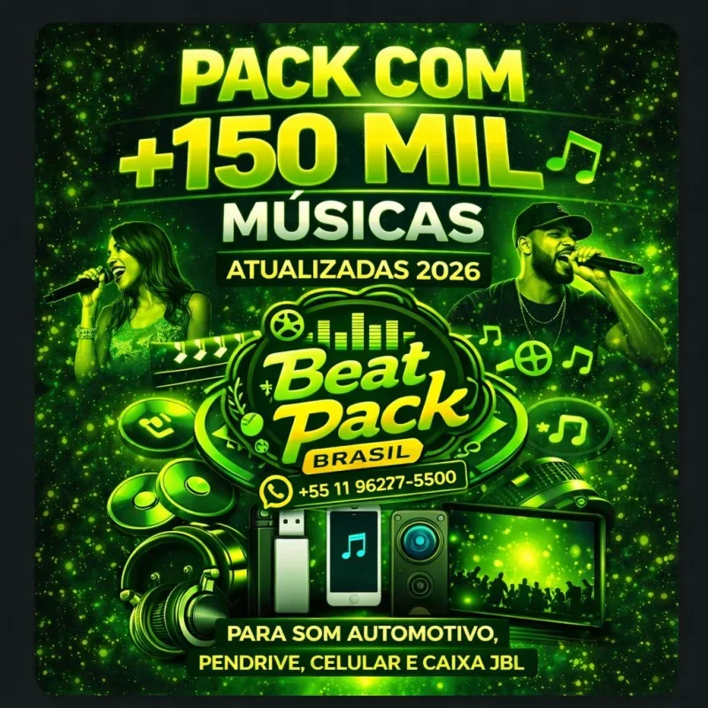 Pack com 150 Mil Músicas Atualizadas 2026 – Para Som Automotivo, Pendrive, Celular e Caixa JBL